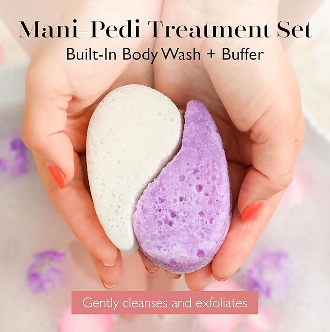 Spongellé Essentials Lavender Fields Mani/Pedi Buffer | Exfoliating Foot & Nail - Image 2