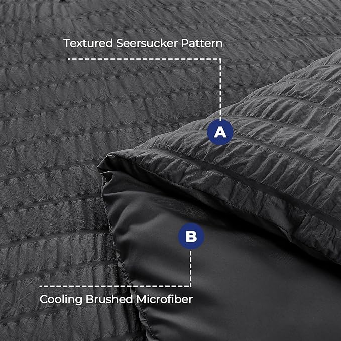 HYMOKEGE Full Size Comforter Sets Seersucker 7 Pieces, All Season Luxury Bed in - Image 4