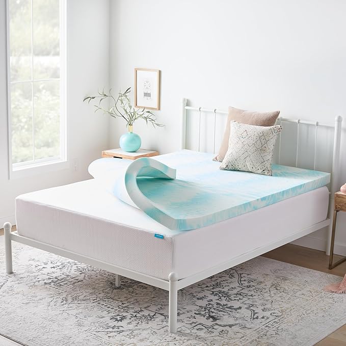 Linenspa 3 Inch Swirl Gel Memory Foam Mattress Topper, Twin XL Size – Cooling by Linenspa