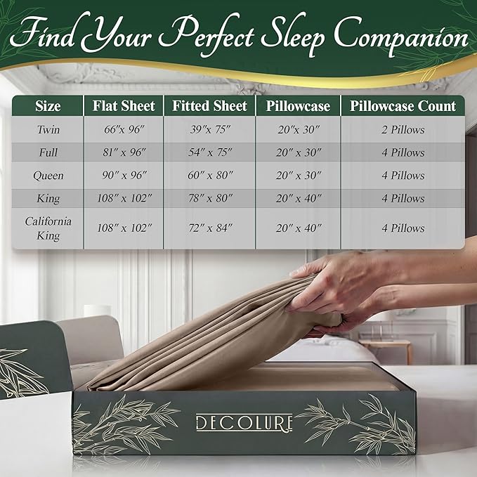 DECOLURE 100% Viscose Derived from Bamboo Sheets Full Size - Image 8