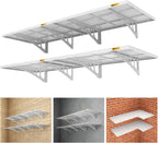 4Pack 2x3ft Adjustable Metal Garage Wall Shelving Heavy Duty Garage Storage Shelf Wall Mounted White