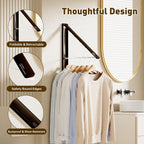 Clothes Drying Rack, Laundry Room Wall Mounted Retractable Clothes Hanger Drying Rack, Laundry Clothing Drying Rack Folding Indoor or Outdoor, Easy Installation Aluminium Dryer, 2pcs(Black)