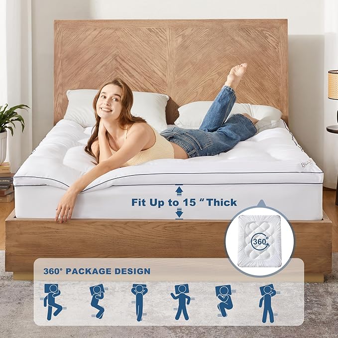BEDLORE Twin Mattress Topper, Thick Pillow Top Pad - Image 5