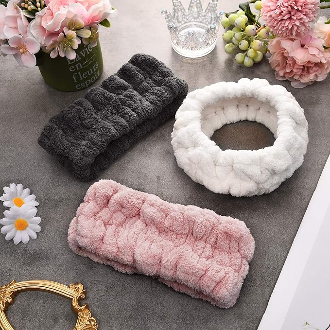 Chuangdi 3 Pieces Spa Headband for Women Facial Makeup Headband Soft Terry - Image 5