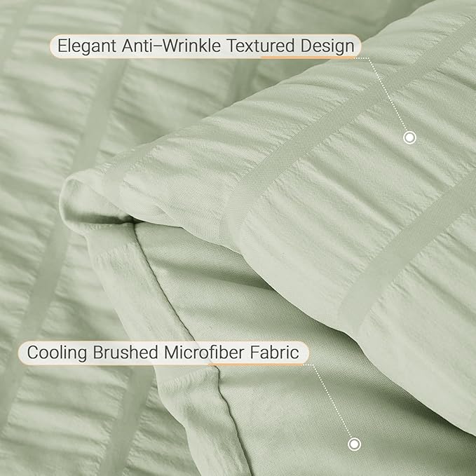 MUXHOMO 7 Pieces California King Comforter Set, Seersucker Bed in a Bag Cal - Image 5