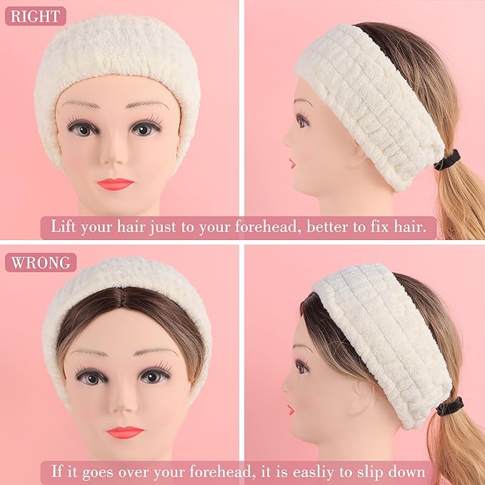 DiyJibb 9 Pcs Spa Headband for Washing Face, Skincare Headband and Wristband Set - Image 8