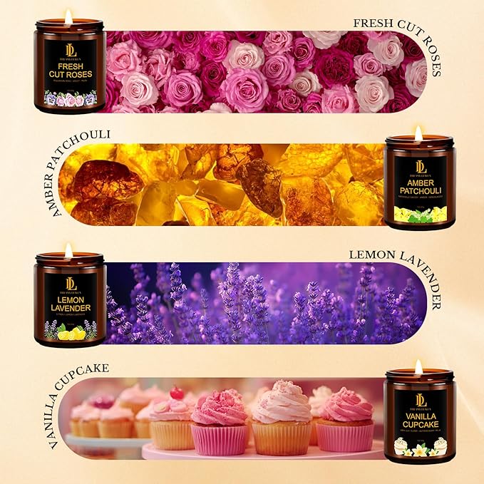 4 Pack Candles for Home Scented, 28 oz Soy Aromatherapy Candle Set, Candle - Image 6