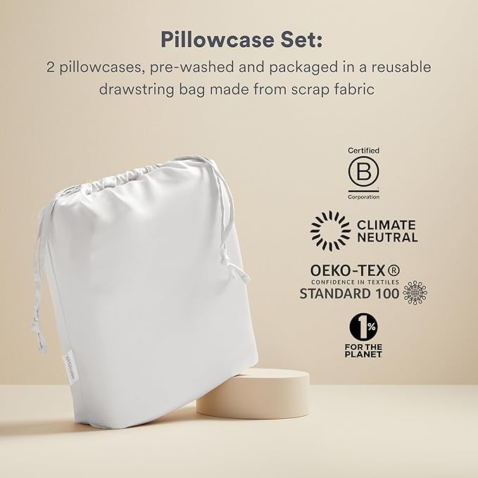 ettitude 100% Lyocell Organic Pillowcase Set – Silky-Soft, Breathable, - Image 4