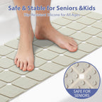 Bathtub Mat Non Slip Silicone Foldable Extra Long Tub Mat Strong Suction Cups & Large Drain Holes, Durable,Machine Washable for Smooth Surfaces Shower Mat, Ideal for Families Beige,15"x40" Beige