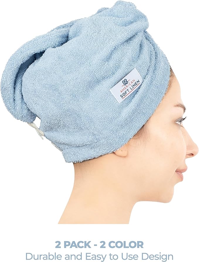 American Soft Linen 100% Cotton Hair Towels - Image 3