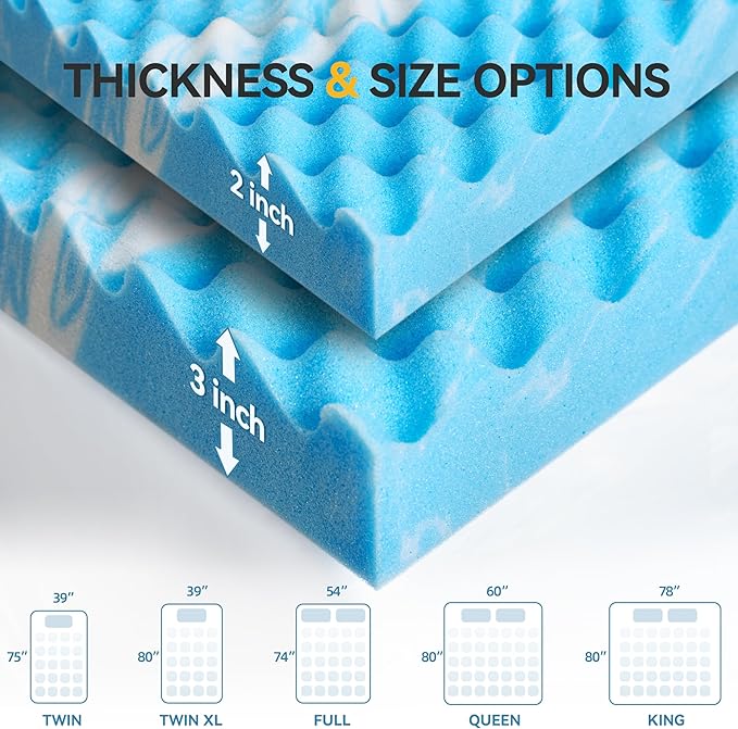 SINWEEK 2 Inch Egg Crate Memory Foam Mattress Topper Twin Size, Soft Mattress - Image 9