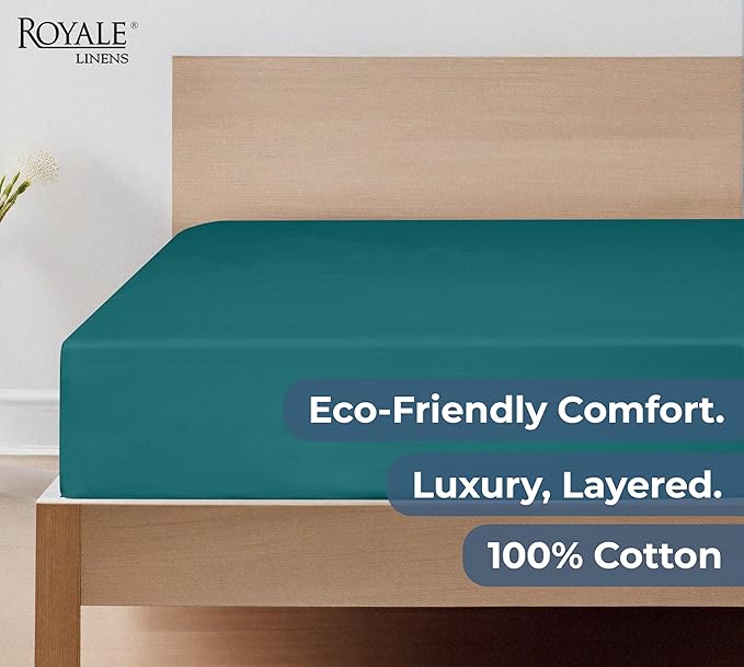 Royale Linens 100% Organic Cotton Fitted Sheet - Image 9