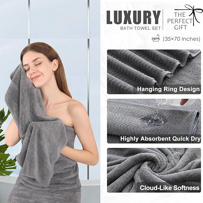 4 Pack Washcloths Set 13"x13", Highly Absorbent & Quick Dry Premium Towel - Image 2