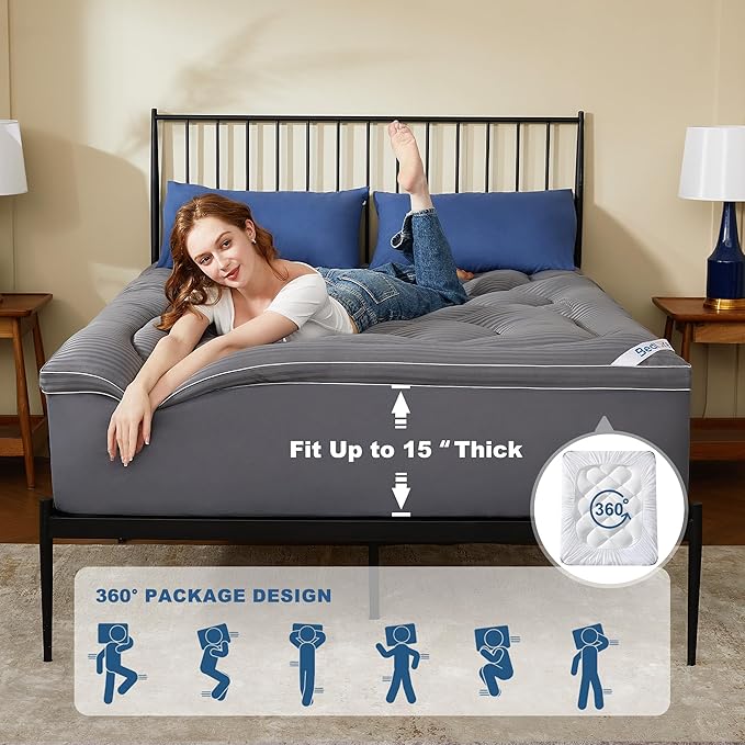 BEDLORE Full Mattress Topper, Thick Pillow Top Pad - Image 5