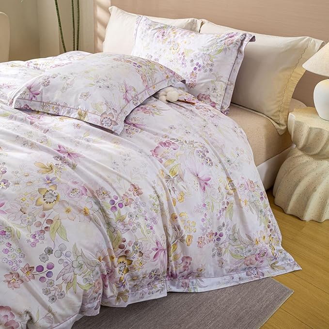OAITE Duvet Cover Set Twin Size Floral Pattern Ultra Soft 100% Cotton Duvet - Image 3