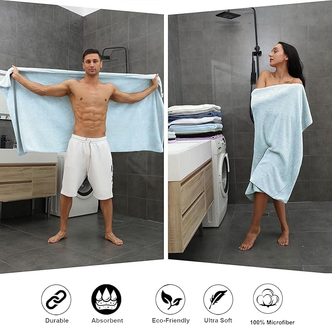 8-Piece Bath Towel Set, 2 Extra Large Bath Towel Sheets, 2 Hand Towels and 4 - Image 6