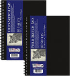 U.S. Art Supply 8.5" x 11" Premium Hardbound Sketch Book, 2 Pack, 80 Sheets Each, 70 lb (110gsm) - Hardcover Spiral Bound Artist Field, Small Sketch Pad, Acid-Free Drawing Pad - Adults, Students