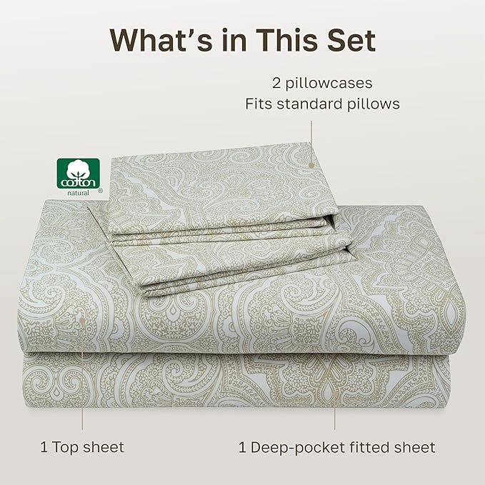 California Design Den Soft 100% Cotton Sheets Full Size Set, 400 TC Good - Image 4