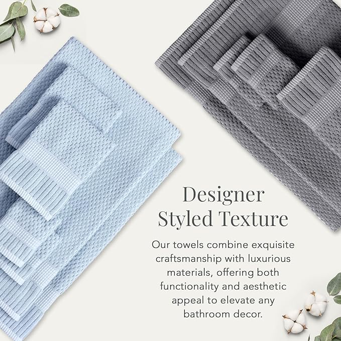 NY Loft 100% Cotton Towel Set 6 Piece | Super Soft & Absorbent Quick-Dry 2 Bath - Image 6