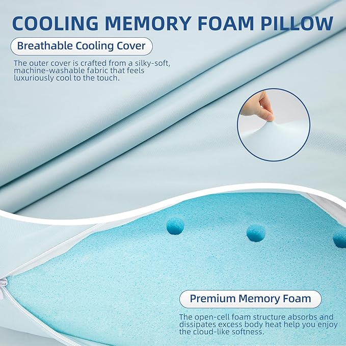 Sycoodeal Cooling Memory Foam Pillow King Size - Image 2
