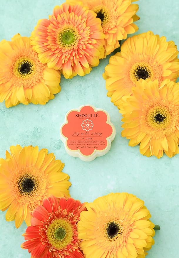 Spongellé Lily of The Valley Daisy Spongette Bath Sponge | Built-in Body Wash & - Image 5