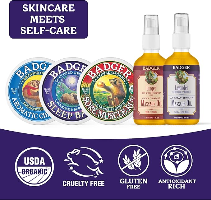 Badger Ginger Massage Oil, 100% Organic Massage Oil, w/Arnica Oil & Cayenne - Image 4