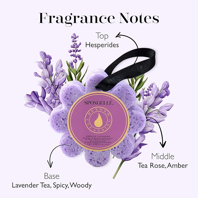 Spongellé French Lavender Wild Flower Bath Sponge | Built-in Body Wash & Body - Image 3
