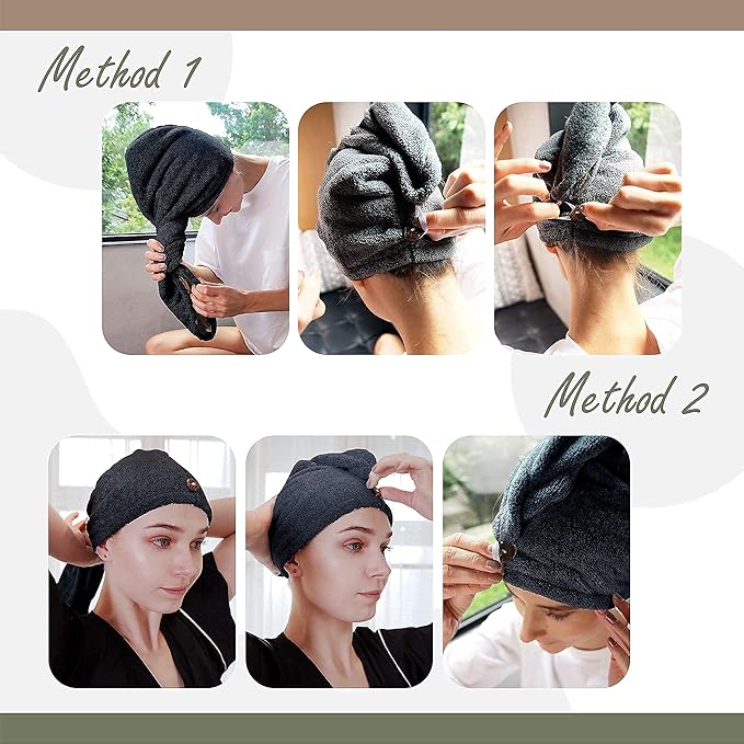 myHomeBody Hair Towel Wrap, Luxury Quick Drying Turban, Ultra Soft Absorbent - Image 4