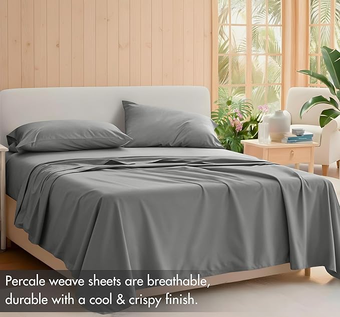 RUVANTI 100% Cotton Sheets – Queen Size Percale Bedding, Cooling & Breathable - Image 2
