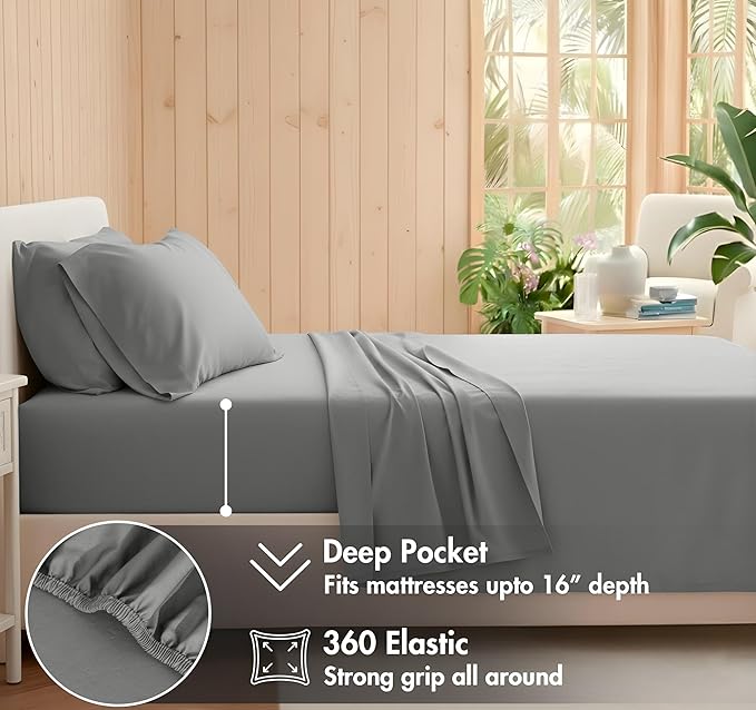 RUVANTI 100% Cotton Sheets – Twin XL Size Percale Bedding, Cooling & Breathable - Image 4