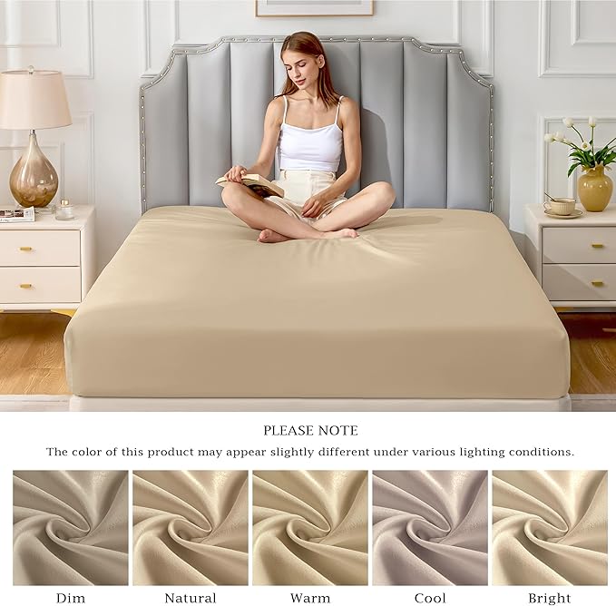FreshCulture Pure Cotton Fitted Sheets Twin XL Size, 300 Thread Count Percale - Image 7