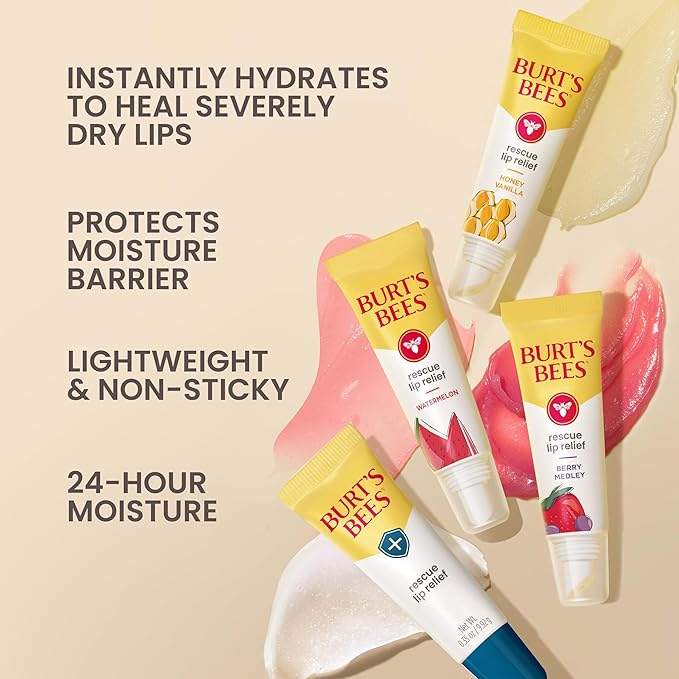 Burt's Bees Rescue Lip Relief, Watermelon, Hydrating Lip Balm - Image 2