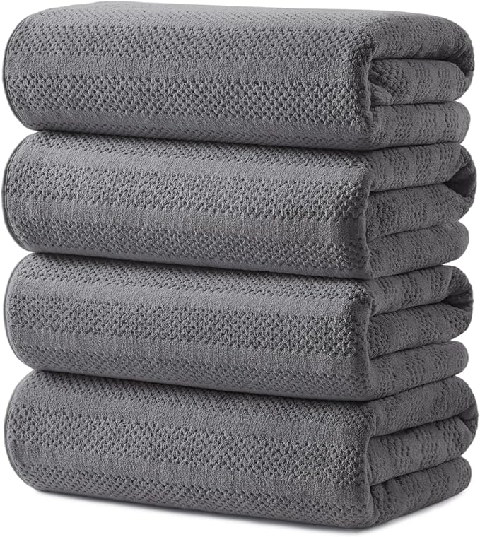 ecolook 4 Pack Microfiber Bath Towels, 31 x 63 inches Extra Large Bath Towel Set by Unknown