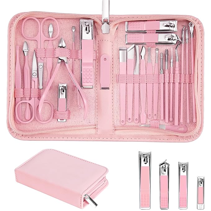 Nail Clippers Set, 26 Piece Manicure Set & Pedicure Kit, Stainless Steel by LUCK+AROUND