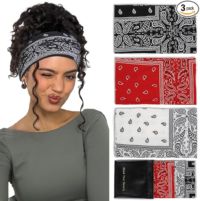 Huachi Bandana Headbands for Women Non Slip, Thick Womens Headbands Boho by Huachi