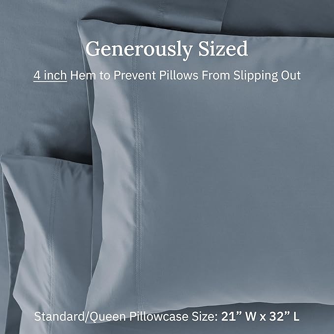 Luxuriously Soft Premium 600 Thread Count, 100% Cotton Set of 2 Cases, Crisp - Image 5