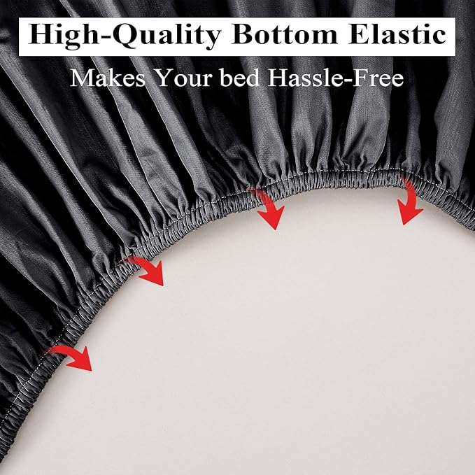 King Size Fitted Sheet Only Black, 100% Egyptian Cotton 600 Thread Count - Image 5