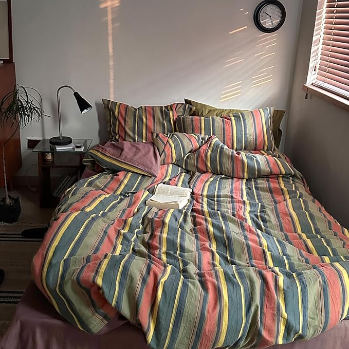 mixinni Vintage Striped Duvet Cover Set Full Size - Image 3