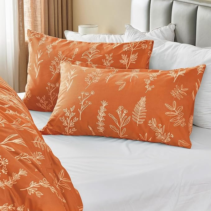 MUXHOMO Duvet Cover King Size, Reversible Floral Caramel Duvet Cover Set - Image 4
