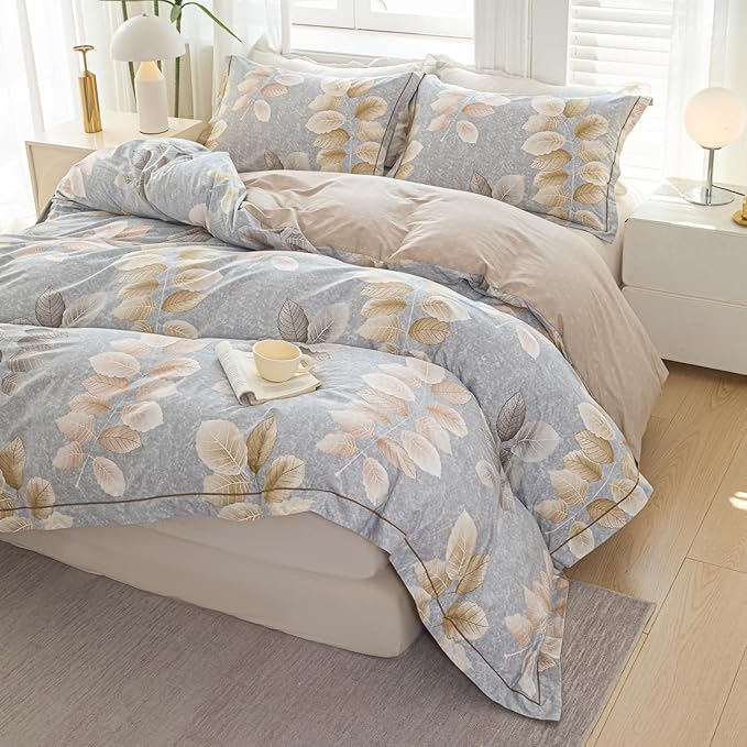 OAITE Duvet Cover Set King Size Floral Pattern 500 Thread Count Ultra Soft 100% - Image 3