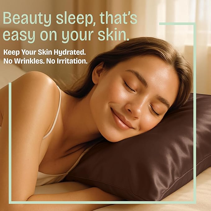 BLISSFORD Brown Satin Pillowcase - Image 6