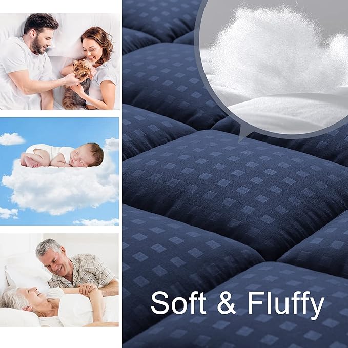 HYLEORY Queen Mattress Pad Quilted Fitted Mattress Protector Cooling Pillow Top - Image 3