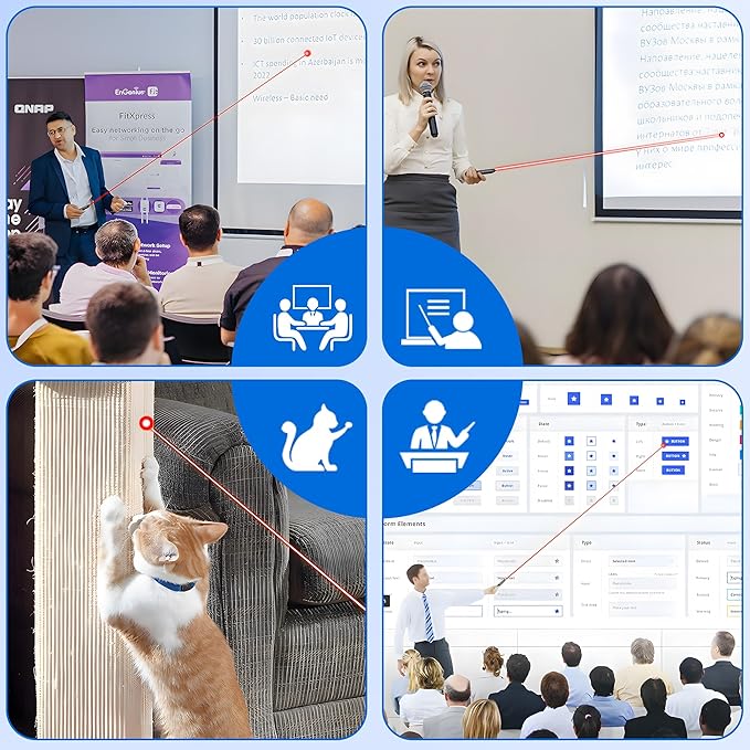 Presentation Clicker for PowerPoint with Red Laser Pointer and Timer, Wireless Clicker for Laptop Presentations Remote, Power Point Remote Clicker for Computer/Mac/PPT/Google Slide Advancer