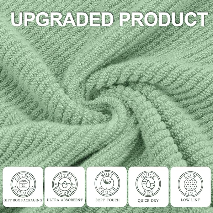 VOOVA & MOVAS Hand Towels for Bathroom Set of 4, Large 18" x 28", 100% Cotton | - Image 2