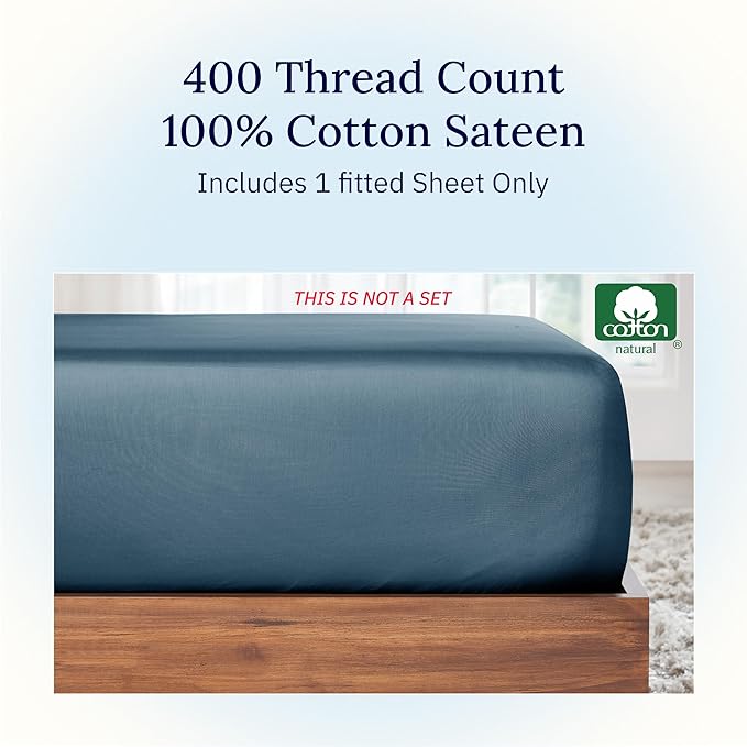 California Design Den Fitted King Sheet Only, Deep Pocket Soft 400 Thread Count - Image 4