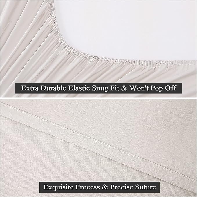 California King Size Fitted Sheet Only Light Beige, 100% Egyptian Cotton 600 - Image 6
