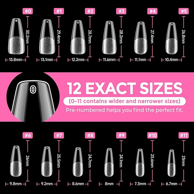 UNA GELLA Long Coffin Nail Tips: 216pcs Coffin Acrylic Fake Nails Full Cover - Image 8