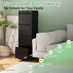 4-Drawer File Cabinet with Lock,Metal Vertical Filing Cabinets for Home Office,Under Desk File Cabinets for Letter/Legal/A4 Size Files,Easy Assemble,Black