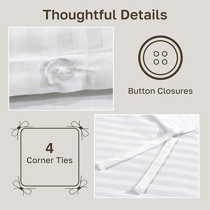 California Design Den Striped White Duvet Cover Queen/Full Only - Image 6