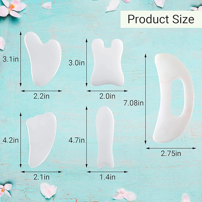 Treela 5 Pcs Gua Sha Facial Tools Set and 1 Pcs Body Gua Sha Massage Tool - Image 2